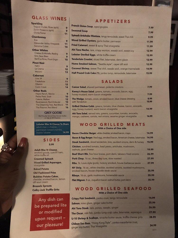 Menu at Kenny's Wood Fired Grill pub & bar, Dallas