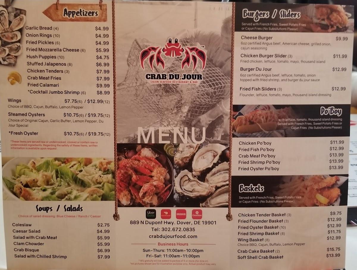 Menu at Tasty Crab House restaurant, Dover