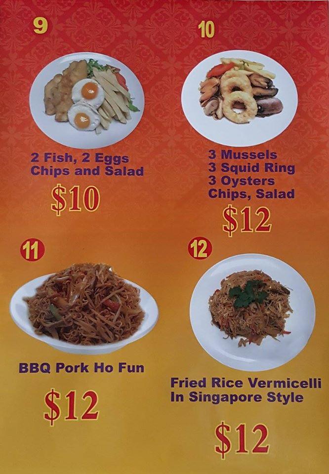 Menu at KY Fast Food, Turangi