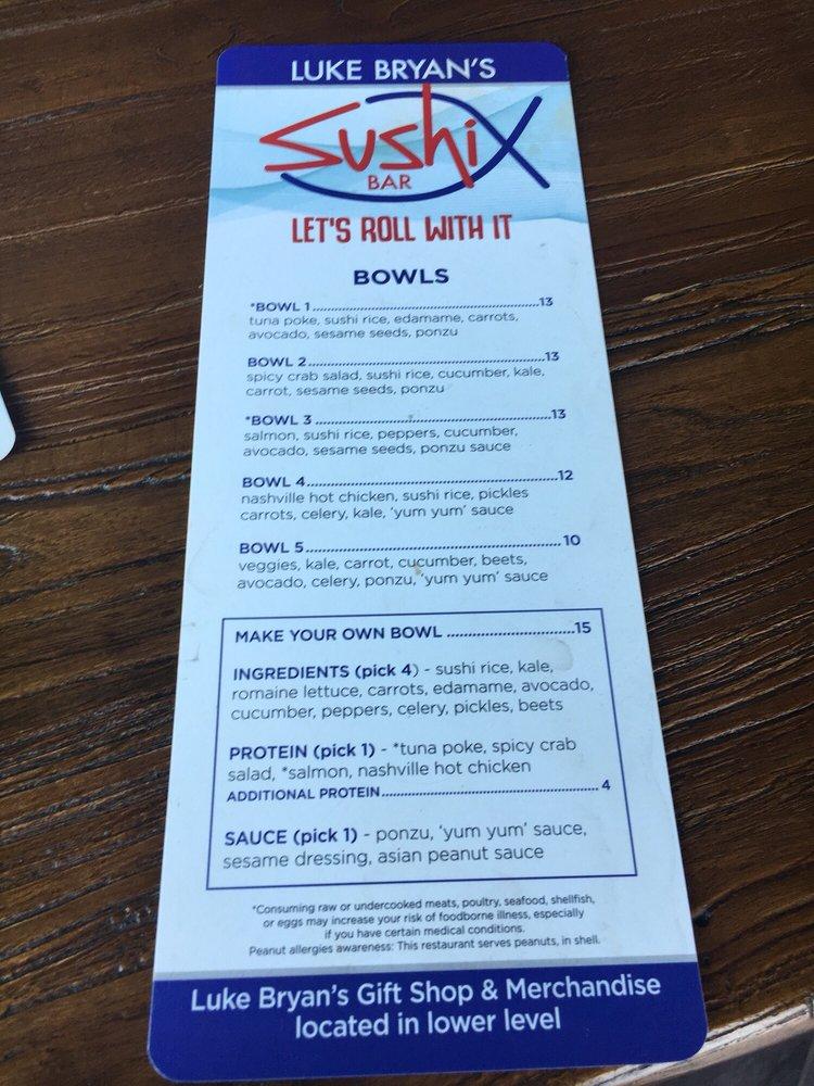 Menu at Luke's 32 Bridge restaurant, Nashville