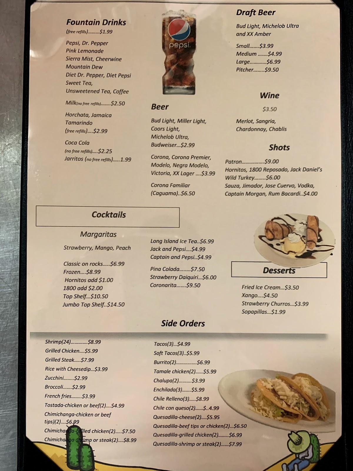 Menu at Mis Arados restaurant, Sparta, 403 S Main St