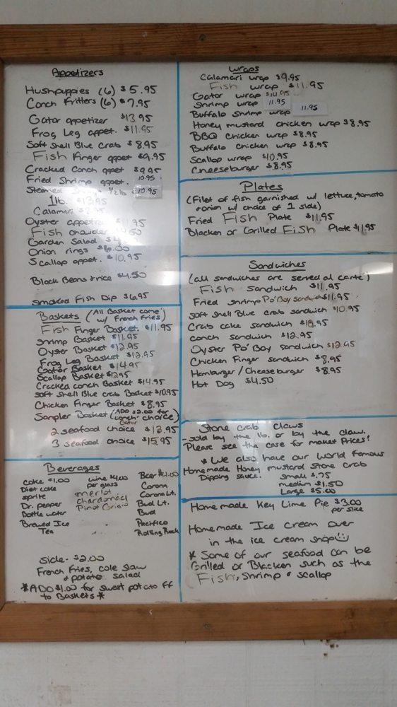 Menu at City Seafood restaurant, Everglades City
