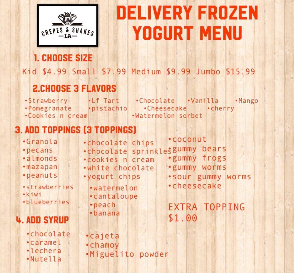 Menu at Crepes n shakes LA, Bell Gardens