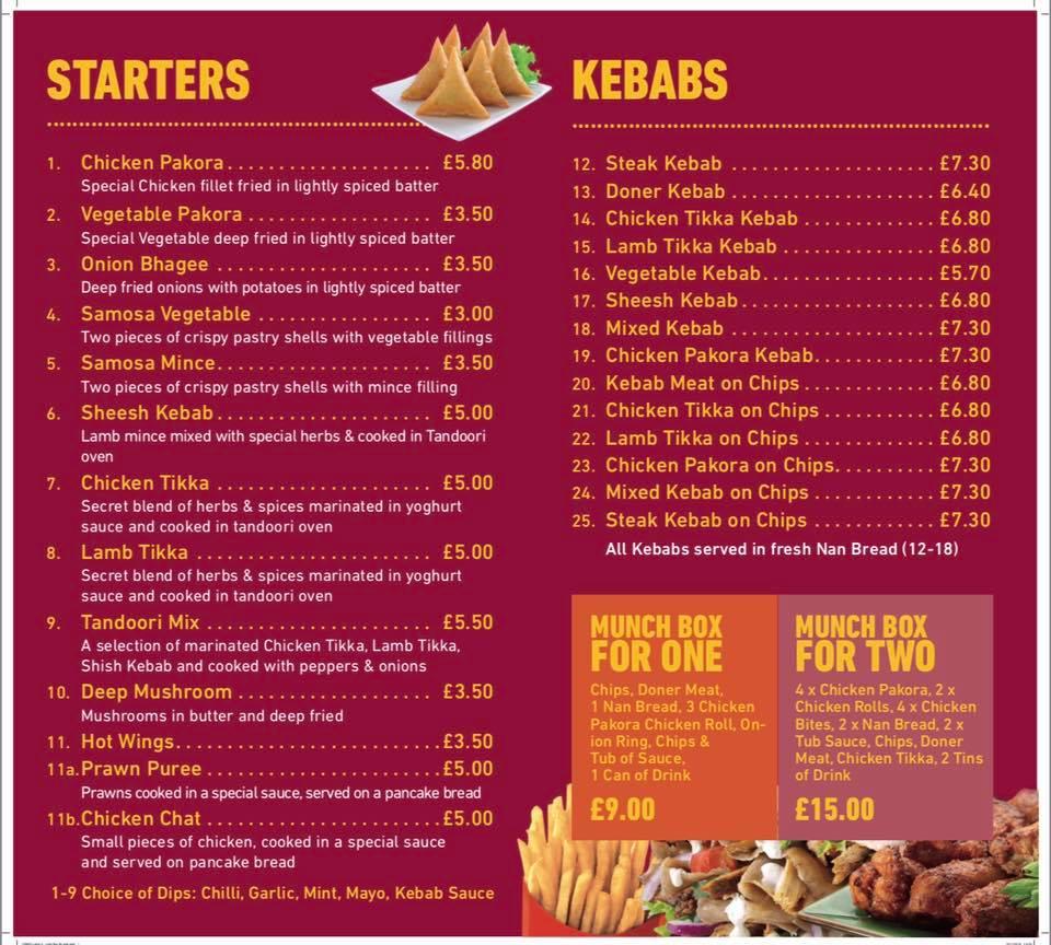 Menu at Lahore Kebab House restaurant, Newtownards