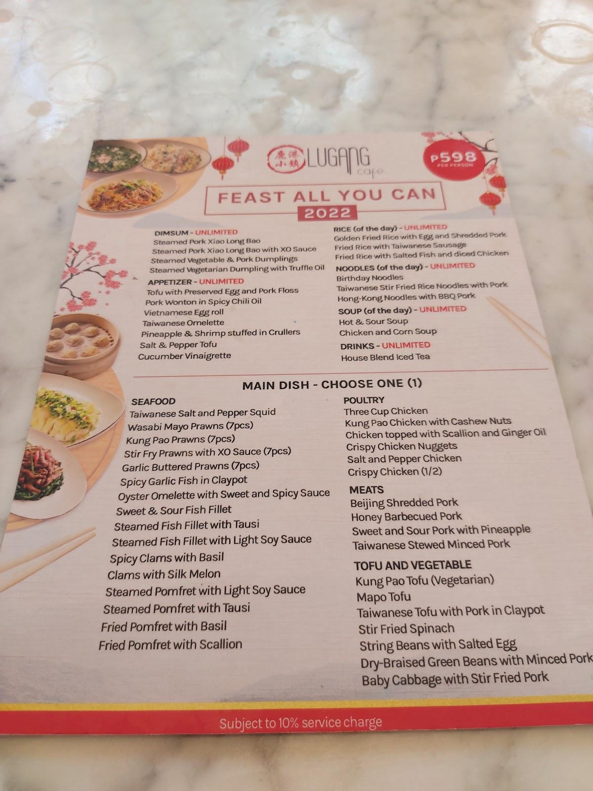 Menu at Lugang Cafe SM Aura, Taguig, SM Aura Premier
