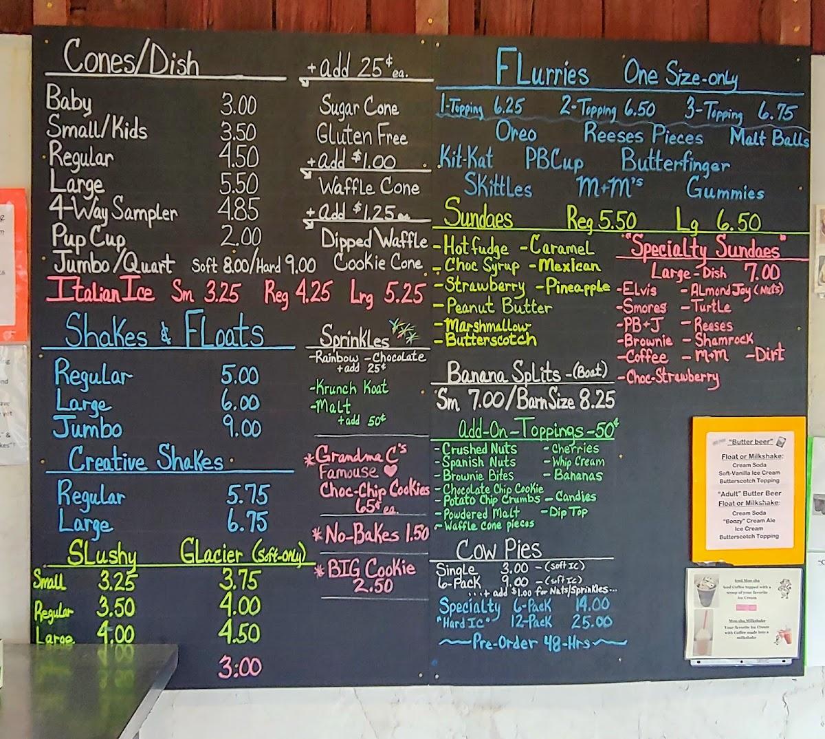Menu at The Dairy Barn, Big Flats