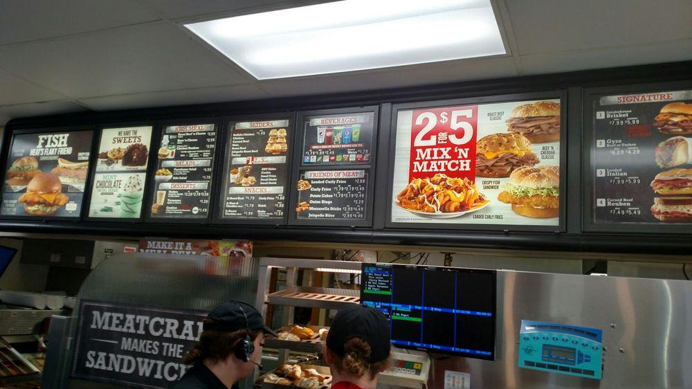 Menu at Arby's fast food, Ann Arbor, Jackson Rd