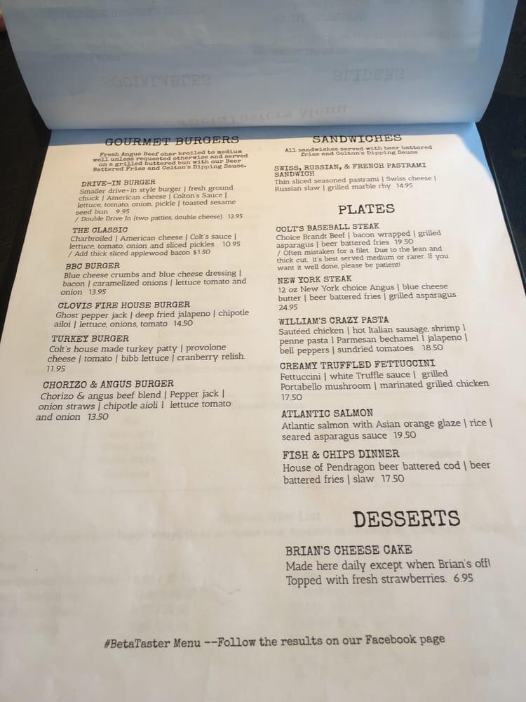 Menu at Colton's Social House steakhouse, Clovis, Shaw Ave