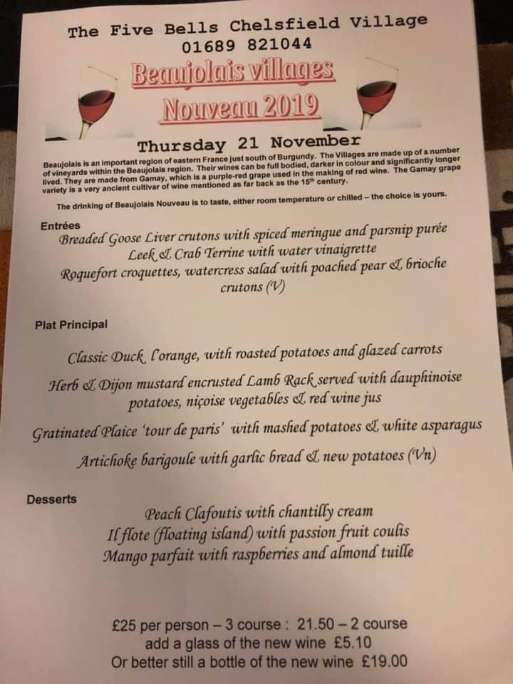 Menu at The Five Bells pub & bar, Orpington, Church Rd