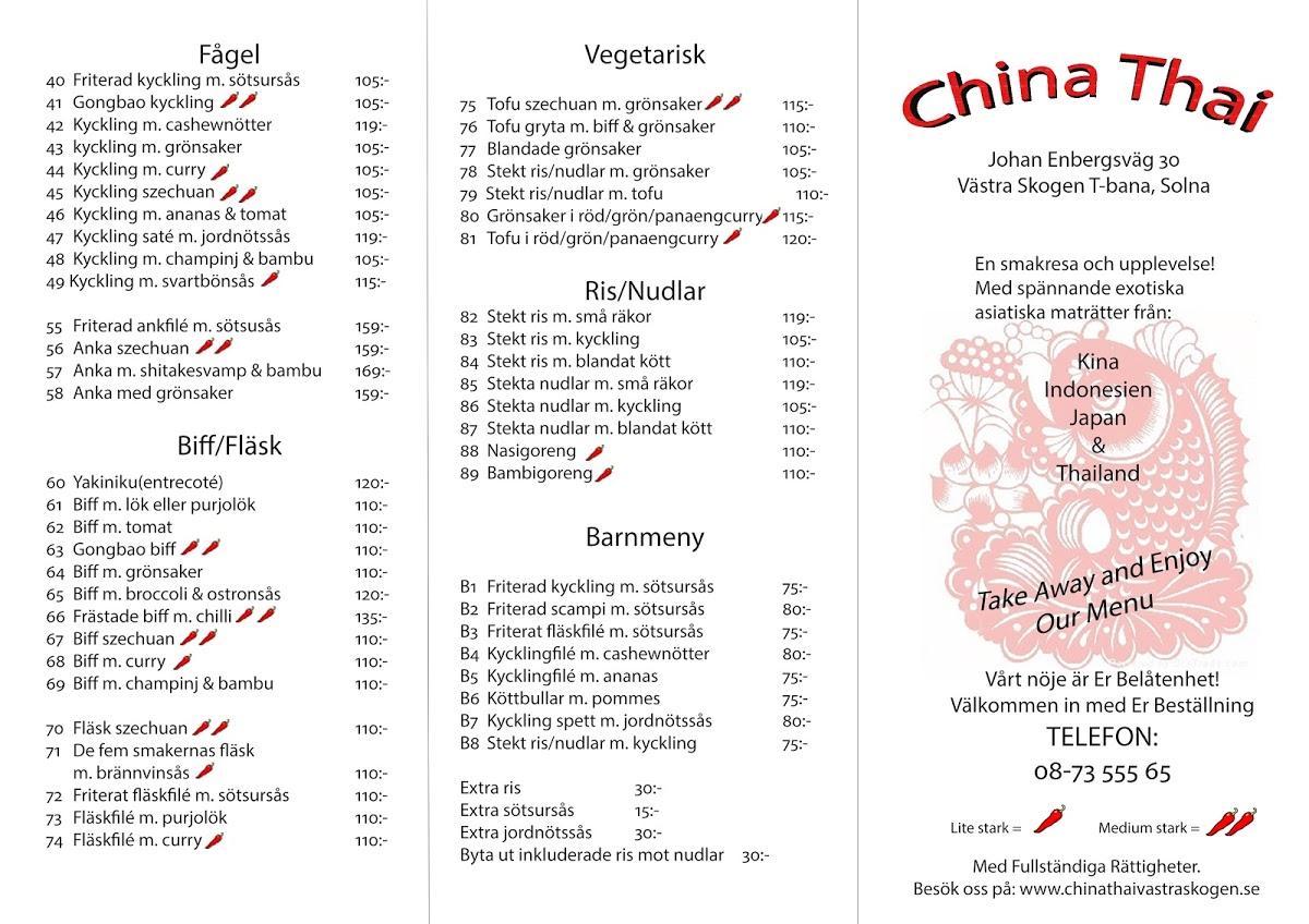 China Thai Restaurant Gorlitz Menu