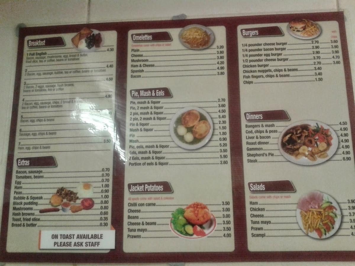 Menu at Grays Cafe Pie & Mash, Grays