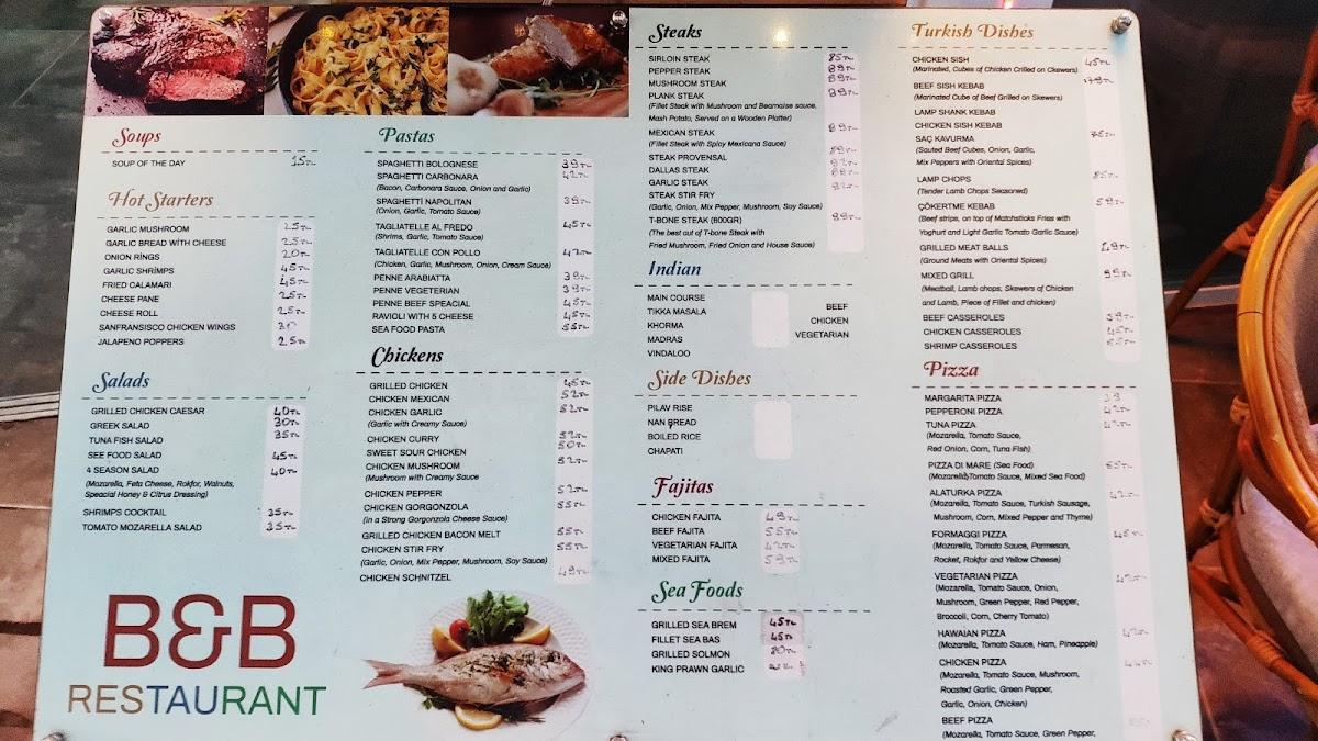 Menu at Roxy's Show Bar, Marmaris