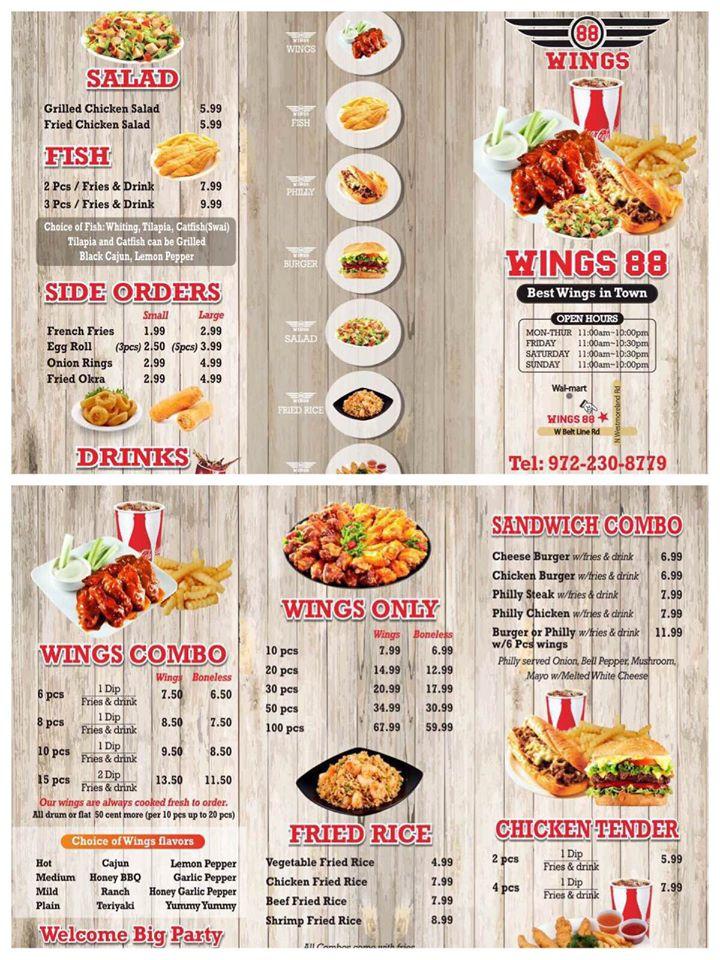 Menu At Wings Aa Fast Food, Desoto