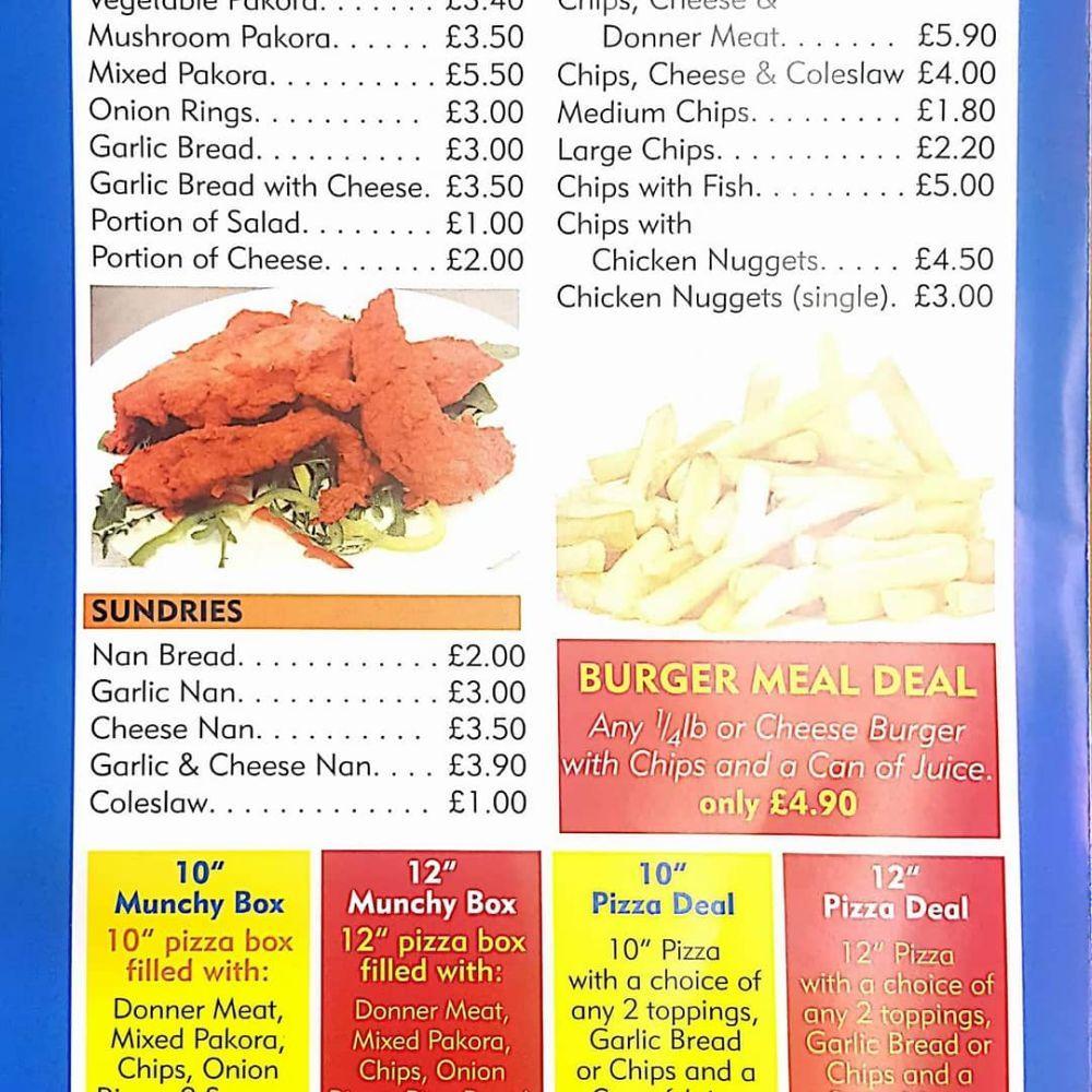 Menu at Yosh Kebab restaurant, Bathgate