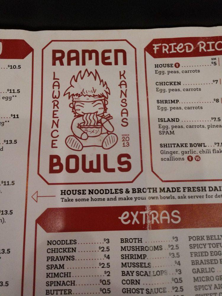 Menu at Ramen Bowls restaurant, Lawrence
