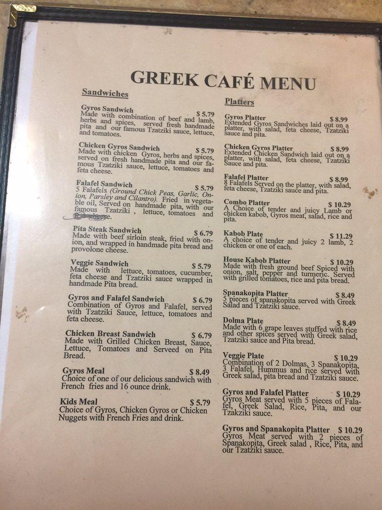 Menu at Greek Cafe, Colorado Springs, Integrity Center Point