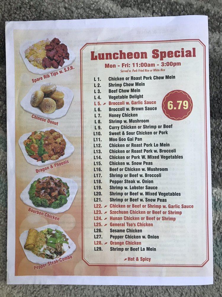Menu at Jin Jin restaurant, Tabor City