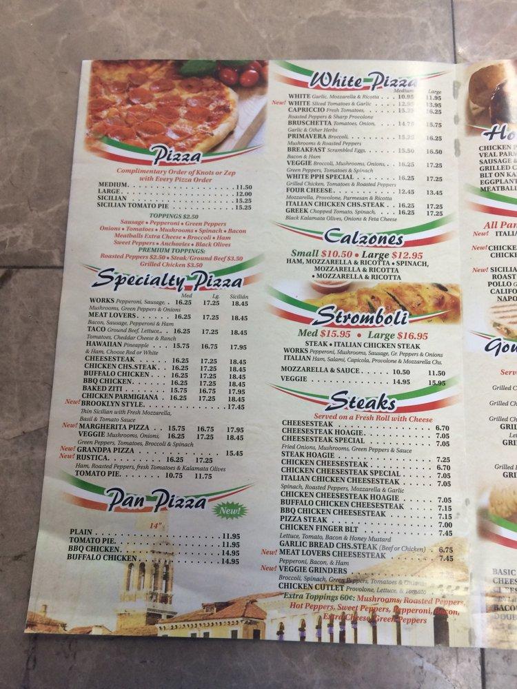 Carta de pizzería The Pizza Pasta House II, Dresher