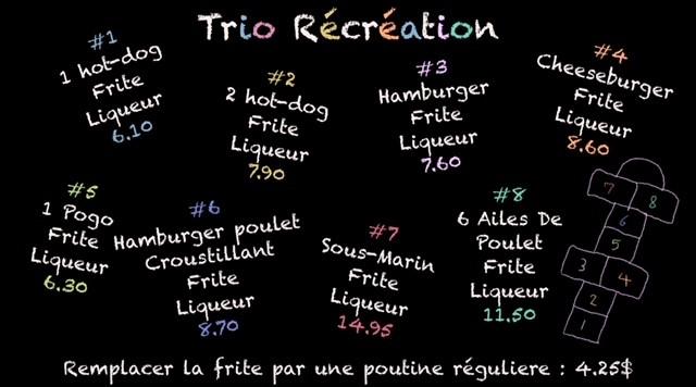 Menu de Restaurant La Récréation