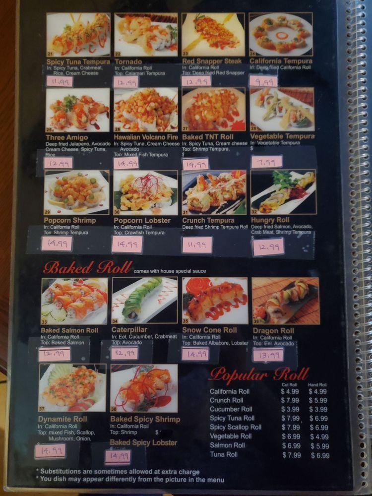 Menu at Samurai Sushi & Roll restaurant, Paso Robles