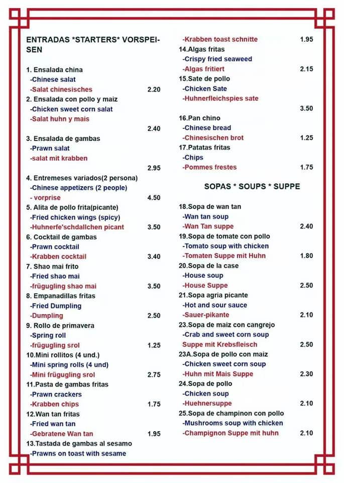 Menu at Restaurante Gran China, Benijófar