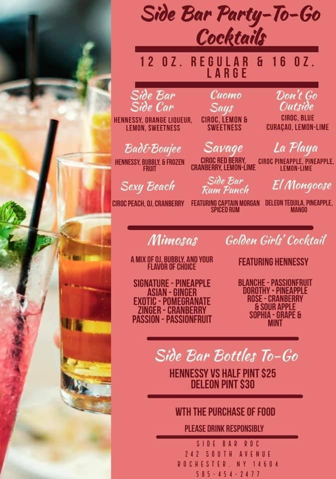Menu at Side Bar, Rochester