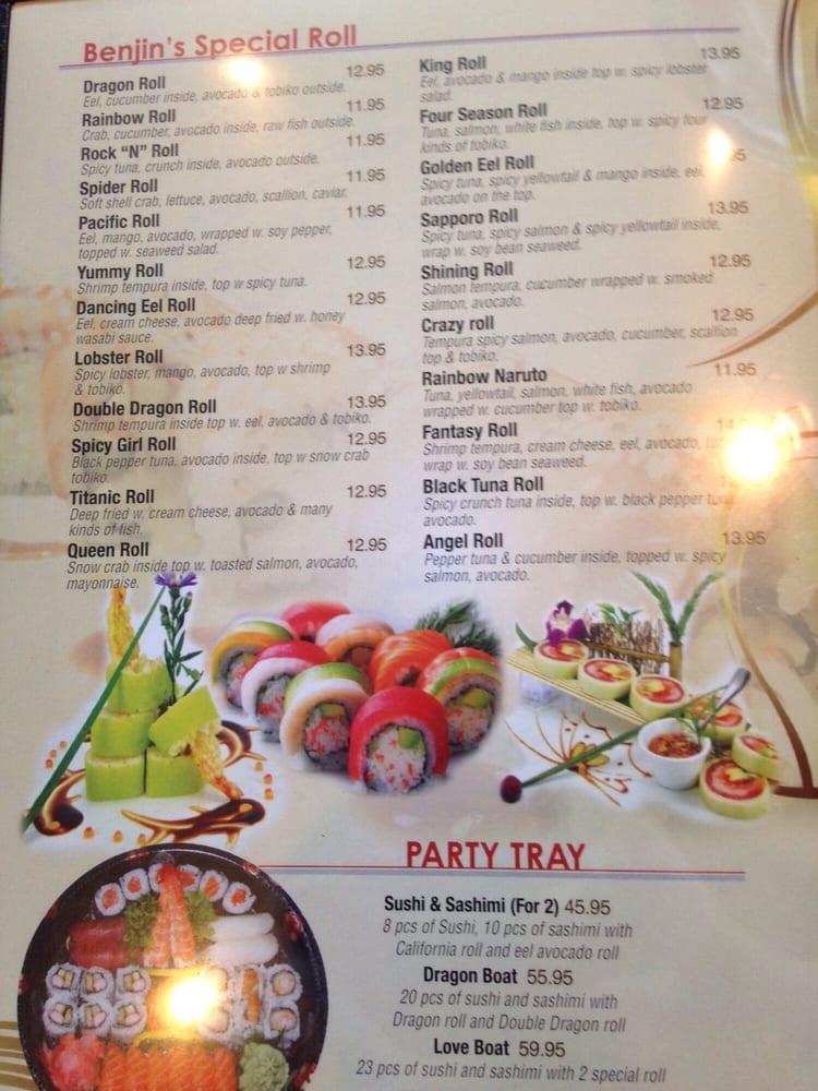 Menu at Benjin's Asian Bistro restaurant, Bristow, Devlin Rd 130