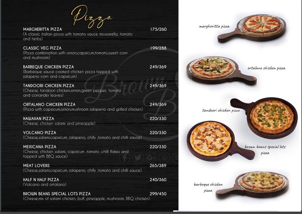 Menu at Brown Beans Cafe, Manjeri