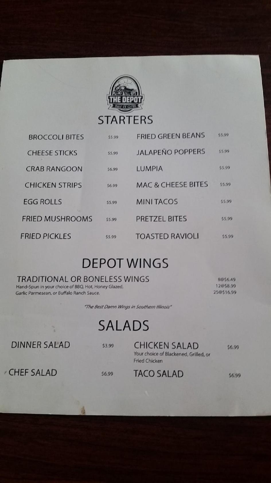 Menu at The Depot Bar And Grill, O'Fallon