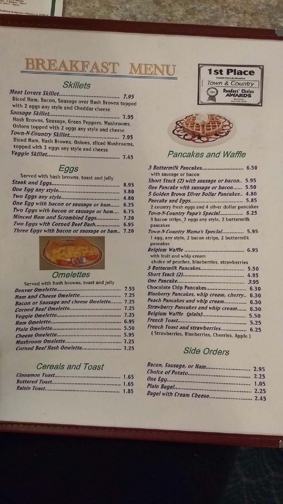 Menu at Town & Country Family Restaurant, Dixon
