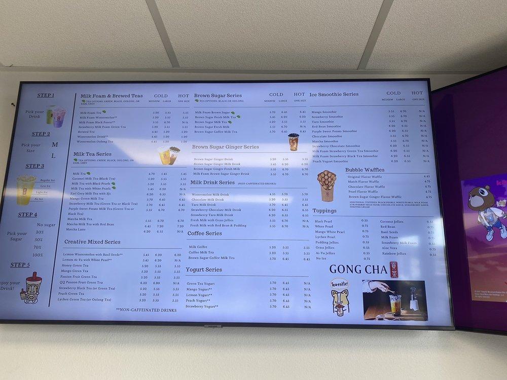 Carta del pub y bar Gong Cha, Tampa