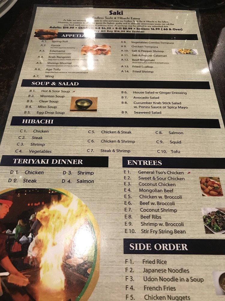 Carta de Saki Endless Sushi & Hibachi Restaurant, Clearwater, Gulf to Bay Blvd 1560