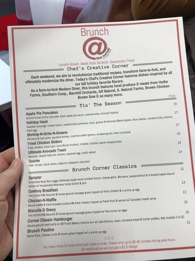 Menu at The Corner Diner Little Rock cafe, Little Rock, 201 E Markham St