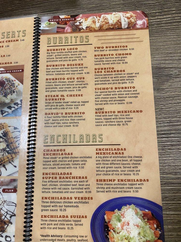 Menu at Los Charros D&G Mexican Grill and Bar, Knightstown