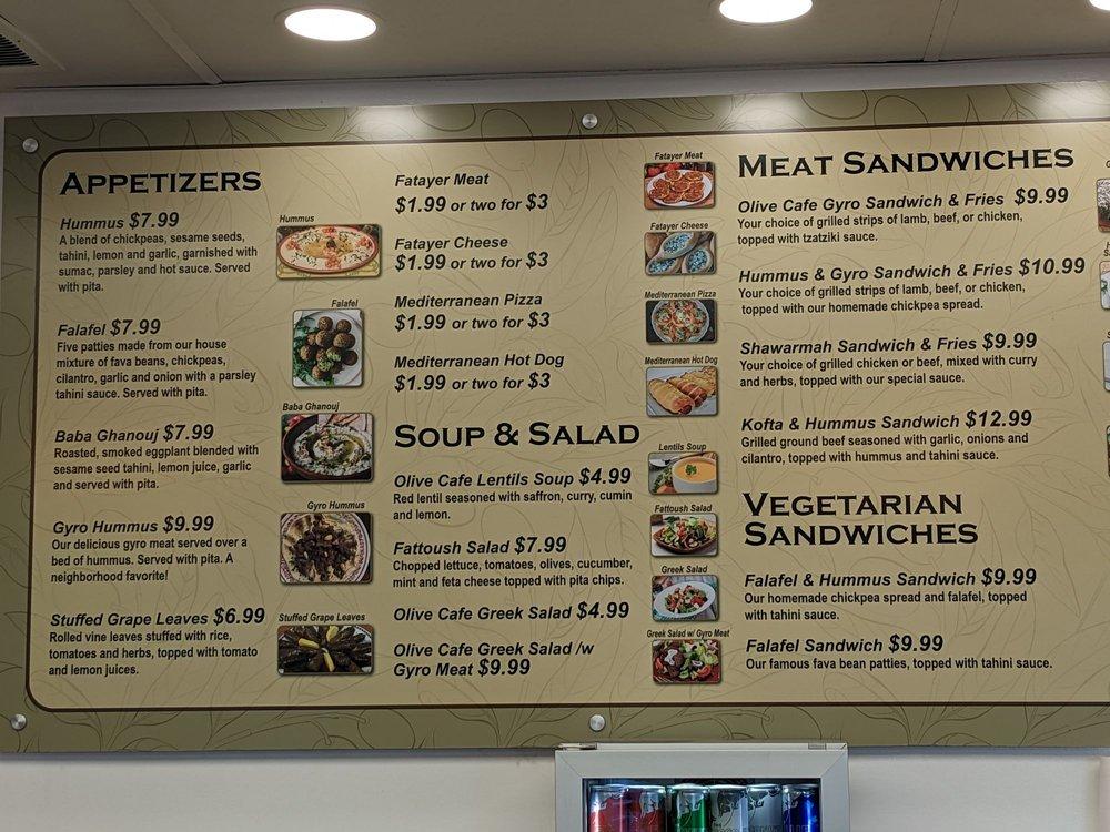 Menu at Olive Cafe, Topeka