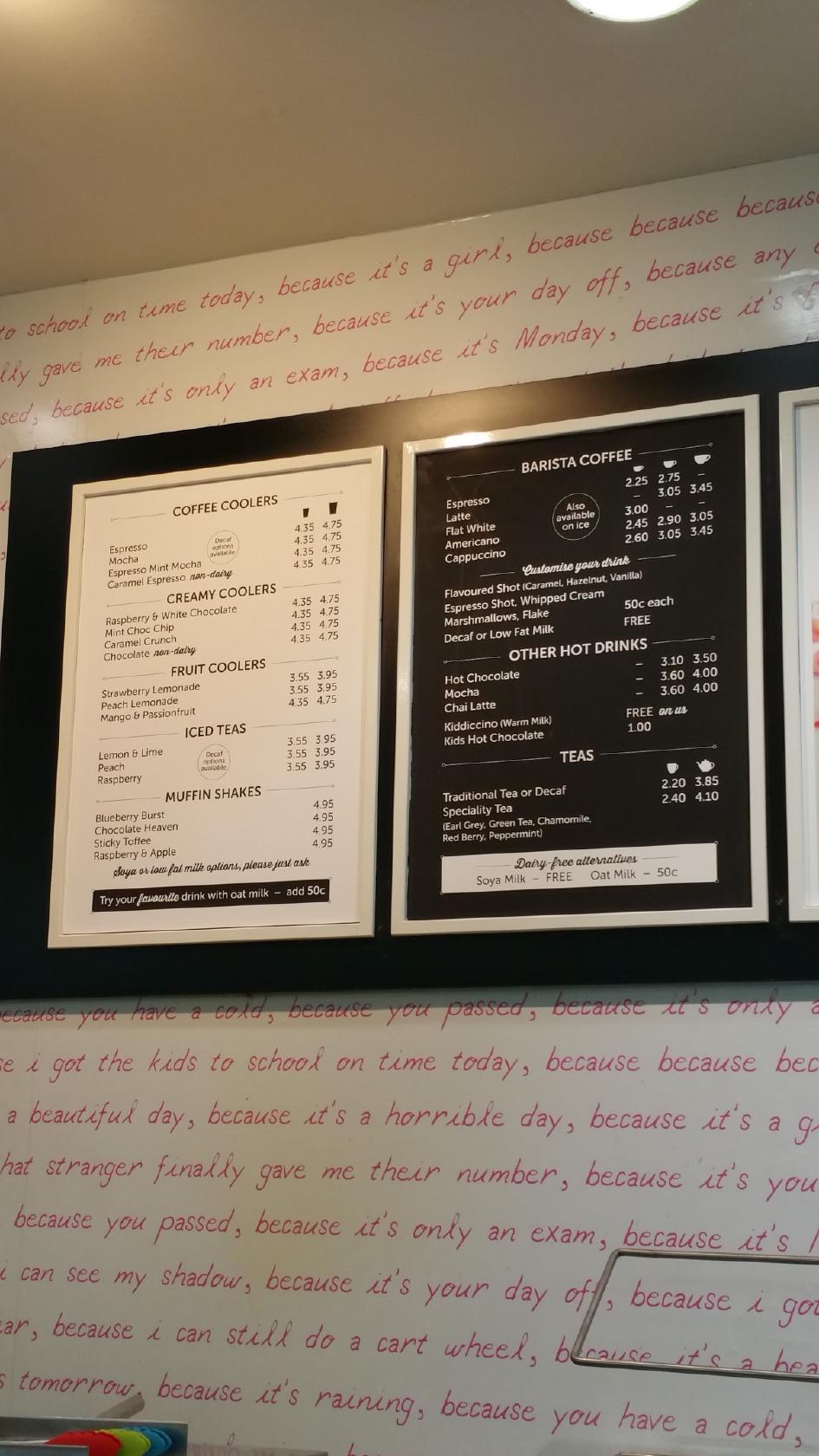 Menu at BB's Coffee and Muffins cafe, Cork, Link Rd