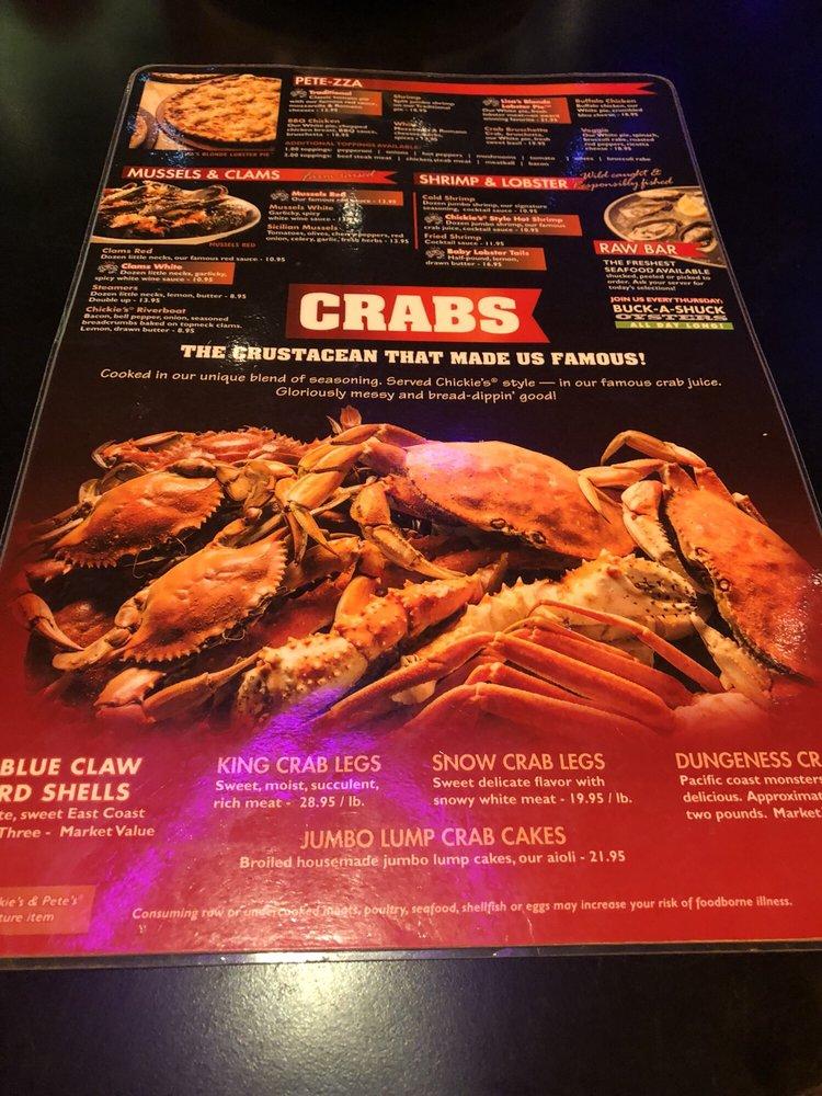 Menu at Chickie's & Pete's pub & bar, Atlantic City