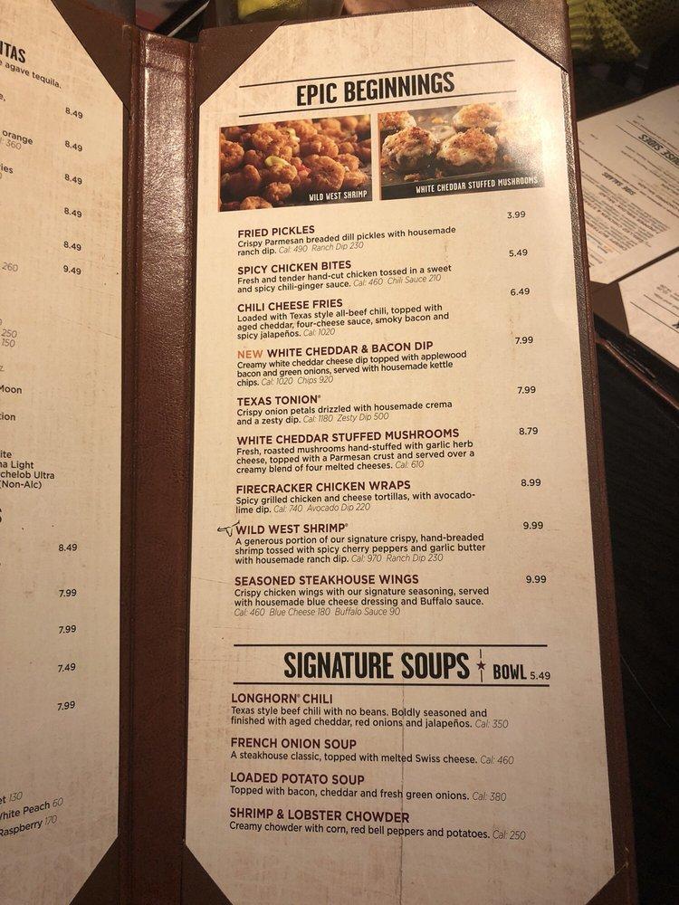 Menu at LongHorn Steakhouse, Dayton, Miller Ln