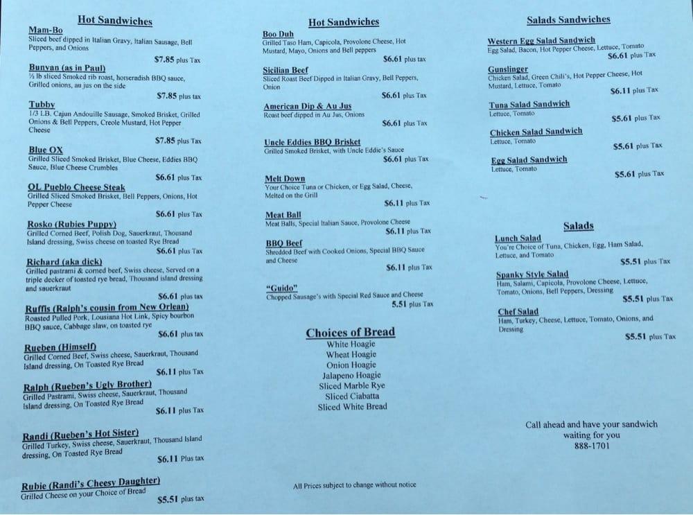 Menu at Sausage Shop Meat Market and Deli restaurant, Tucson, W Prince