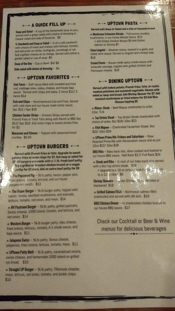 Menu at Uptown Cafe, Warrenton