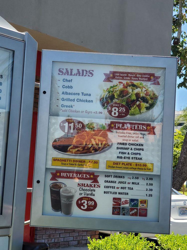 Menu at Victory Diner restaurant, Orange