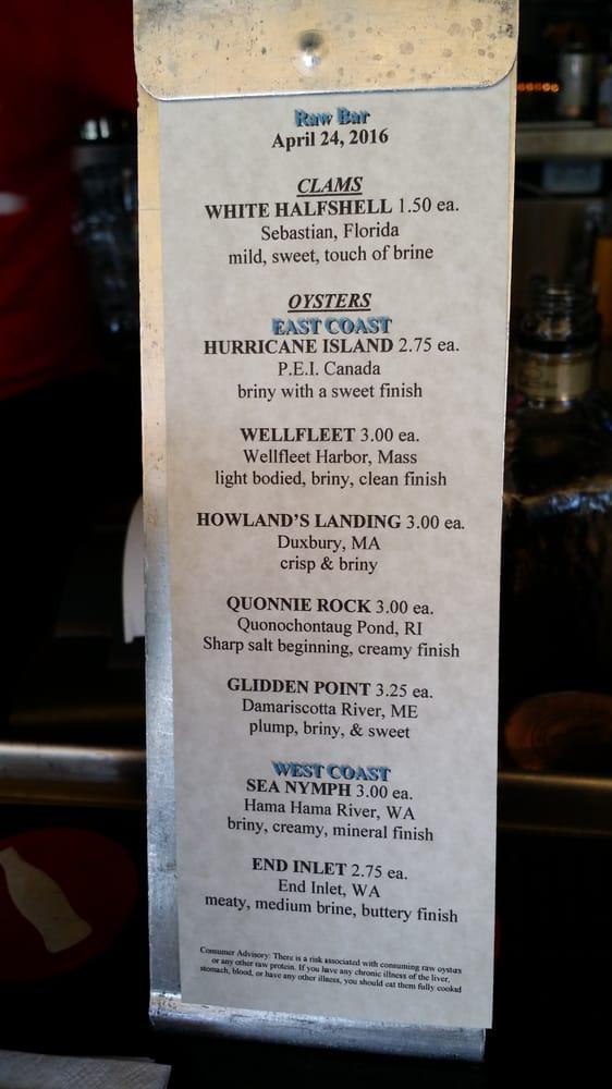 Menu at G&B Oyster Bar, Fort Lauderdale