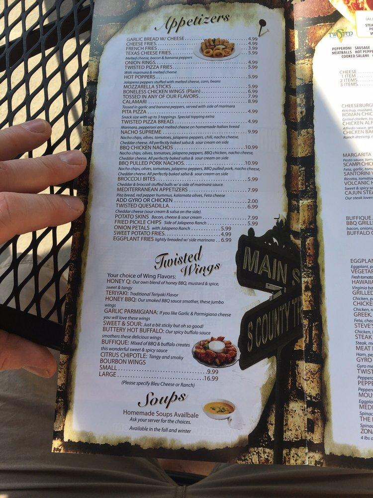 Menu at Twisted Pizza pizzeria, West Warwick, 568 Providence St