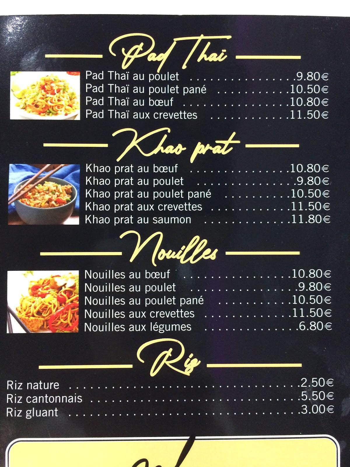 Menu de BANH THAI