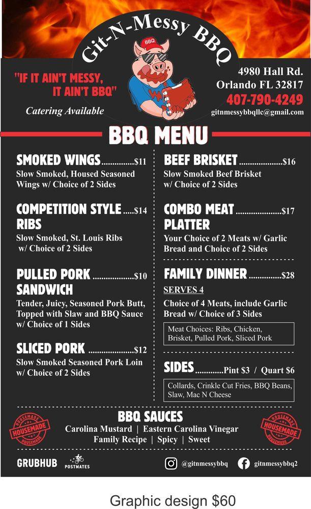 Menu at Git-N-Messy Bbq, Winter Springs