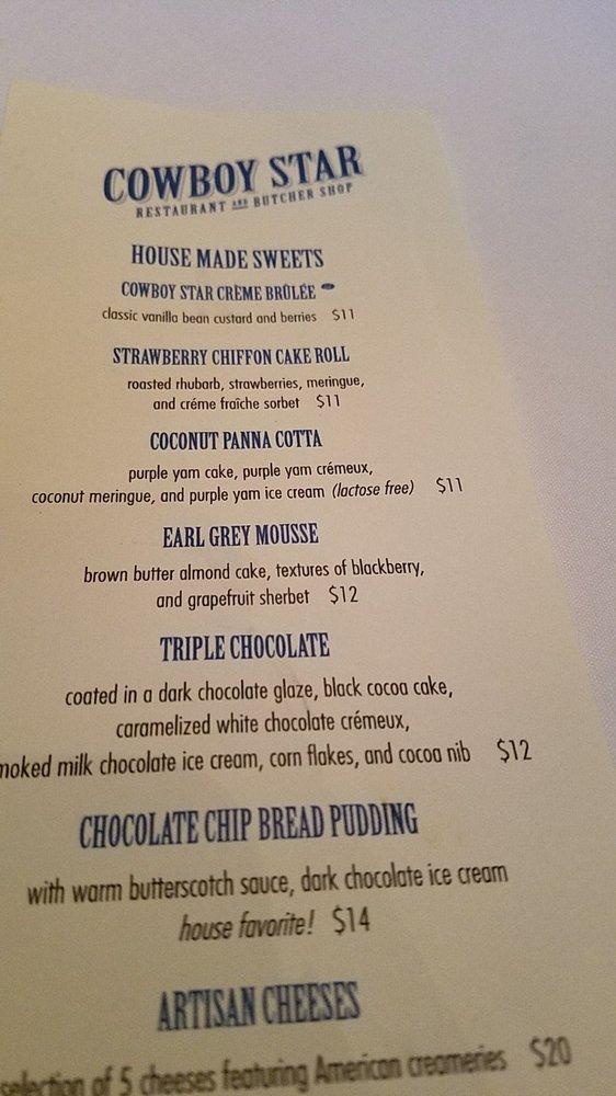 Menu at Cowboy Star Restaurant and Butcher Shop, San Diego