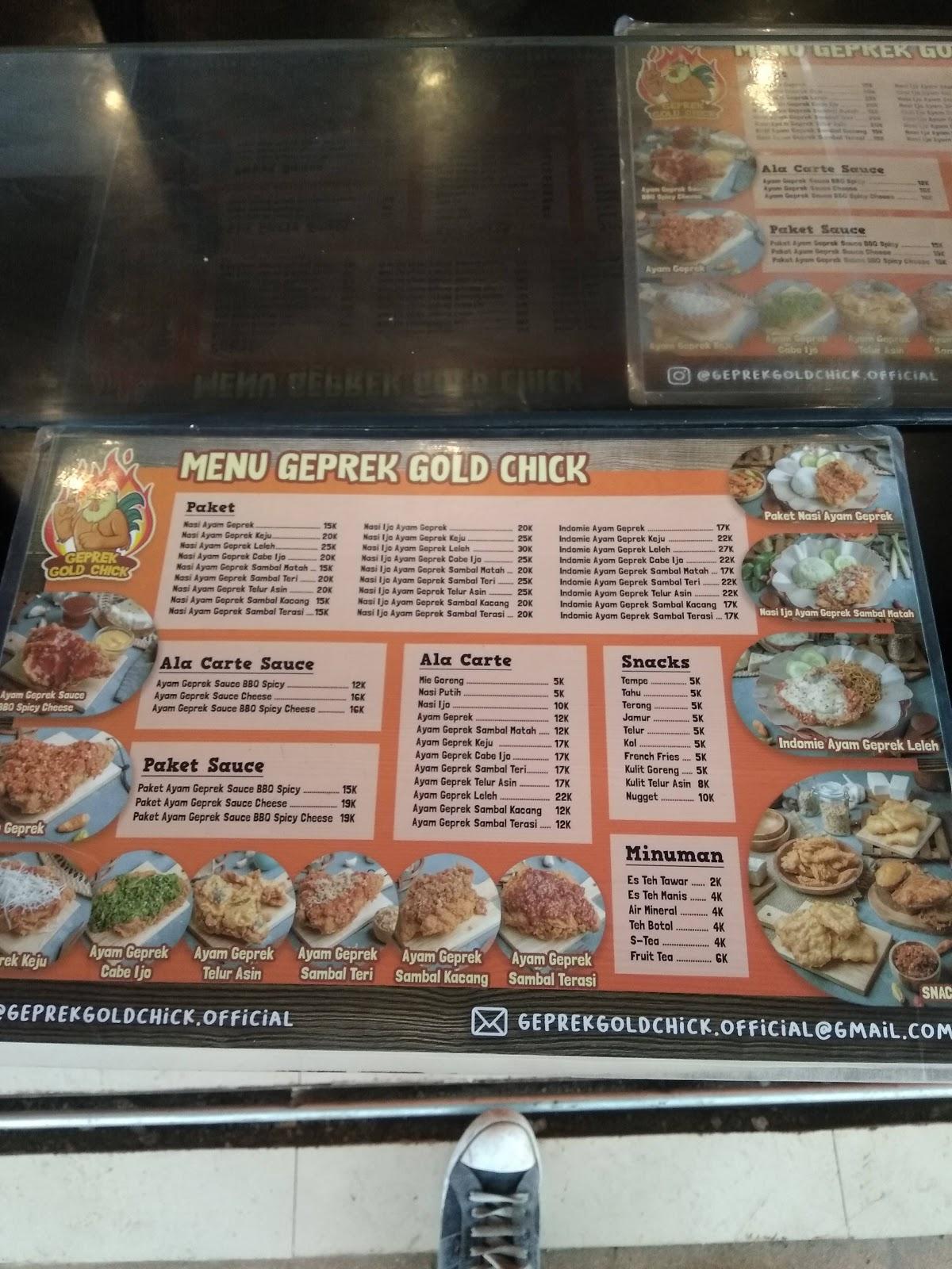 Menu At Geprek Gold Chick Restaurant, Suradita