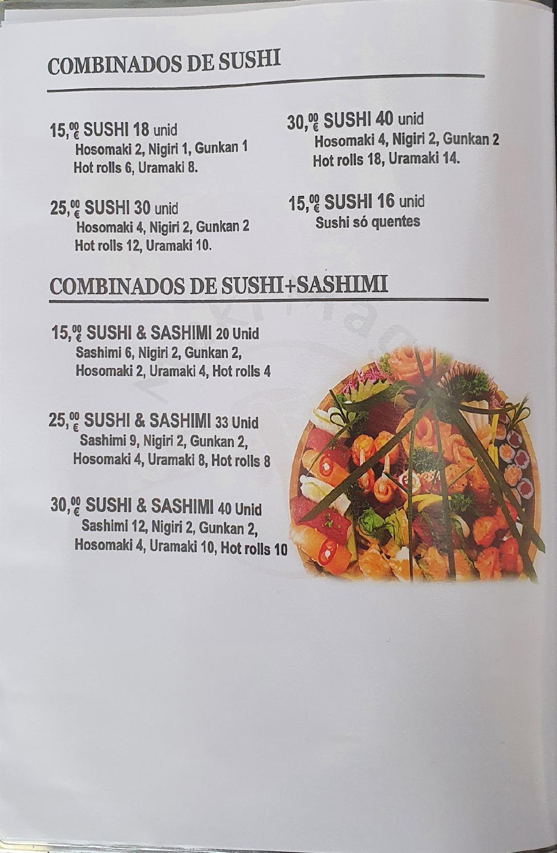 Carta del restaurante Maki Magic Sushi, Quinta do Conde