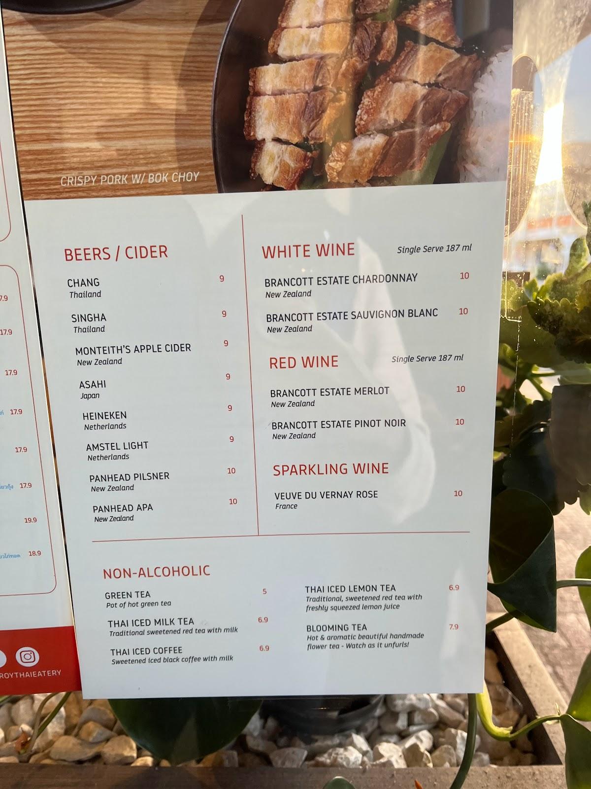 Menu at Aroy Thai Eatery Lower Hutt restaurant, Lower Hutt