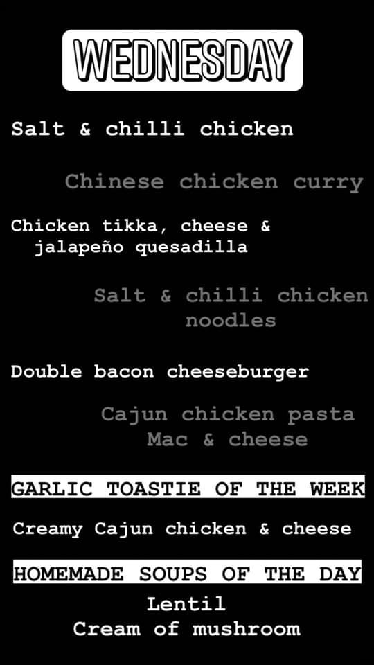 Menu at Broadmeadow Snacks restaurant, Dumbarton